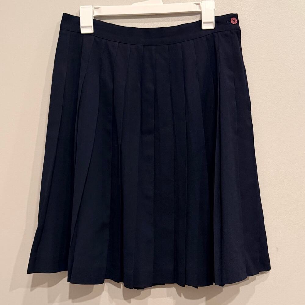 Vintage Liz Claiborne Collection Navy Blue Pleated Wool Skirt Size 14 Academia
